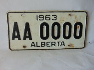 1963 Alberta Sample License Plate Aa 0000