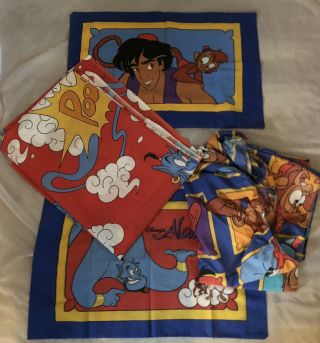 Walt Disney Vintage Aladdin Twin Size 4 Piece Sheet Set 2 Pillow Case