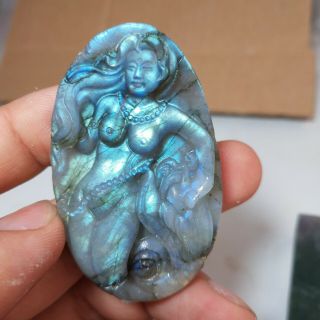 34g Natural Labradorite Crystal Hand Carved Mermaids
