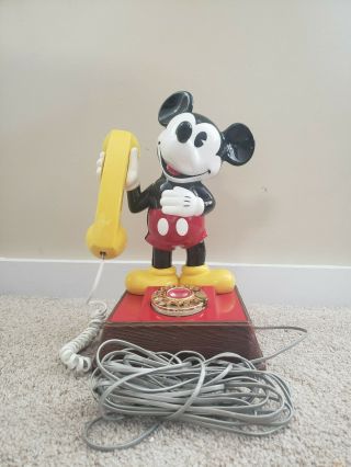 Vintage 1976 Disney Mickey Mouse Gold Rotary Phone.  Is.