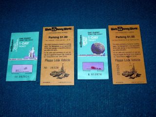 Vintage Magic Kingdom,  Epcot Center & Parking : Walt Disney World Ticket Stub