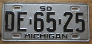 Michigan 1950 Single Plate Year License Plate Quality De - 65 - 25