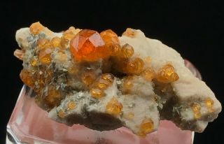 4.  3G Natural Red Spessartine Garnet Fenda Quartz Crystal Rough Mineral Specimens 4