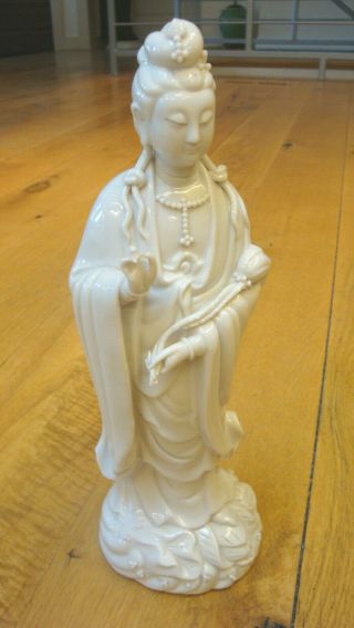 Vtg Blanc De Chine White China Guanyin Kwan Yin Goddess Of Mercy 10 " Intricate