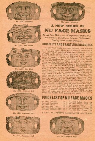 1922 Small Print Ad Of Nu Face Masks Black Americana Colored Girl,  English Dude