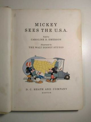 MICKEY SEES THE U.  S.  A.  1944 WALT DISNEY MICKEY MOUSE CHILDREN ' S BOOK HEATH USA 3