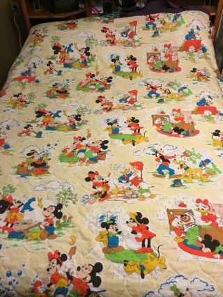 Vintage Walt Disney Productions Mickey Minnie Mouse Donald Twin Size Comforter