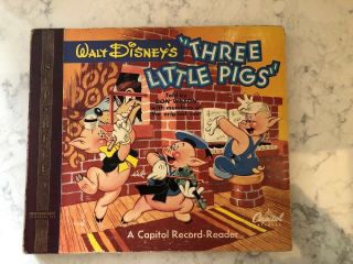 Vintage 78 Records/book.  Walt Disney.  The Three Little Pigs.  1949