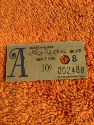 Vintage Walt Disney World Magic Kingdom 10 Cents Ticket Rare