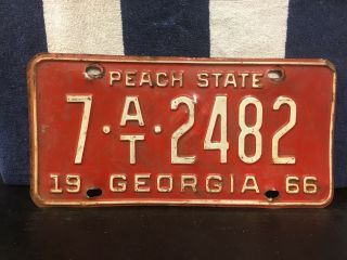 Vintage 1966 Georgia License Plate (auto Trailer)