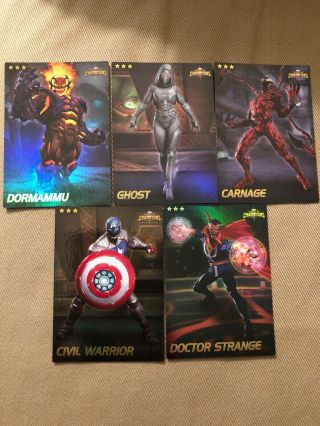 5 Rare Foil Holographic Marvel Contest Of Champions Cards Rare Carnage Doctor St