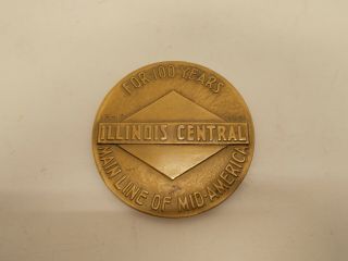 Vintage Bronze Paperweight Celebrating 100 Years The Illinois Central Railroad