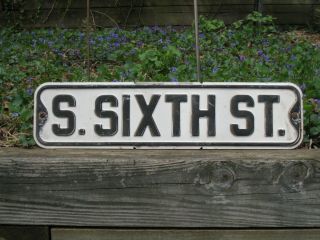 Mid - Century S.  Sixth St.  1 Antique Metal Vintage Street Sign 24 " X6 "