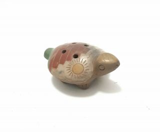 Vintage Mexican Folk Art Ceramic Clay Turtle Flute Musical Instrument Ocarina