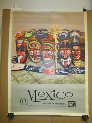 Mexico Travel Poster Carved Mask State Of Michoacan