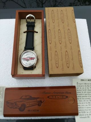 Rare 1964 1/2 Mustang Relic Watch Black Leather Strap