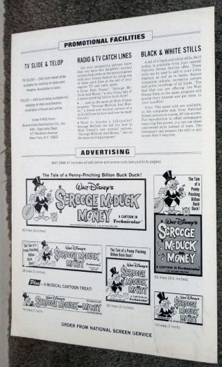 SCROOGE MCDUCK AND MONEY 1967 cartoon pressbook HUEY DEWEY AND LOUIE 3