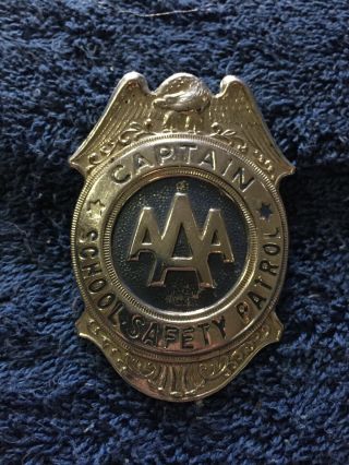 Vintage Aaa School Safety Patrol Patrolman Captain Badge Pinback Allentown