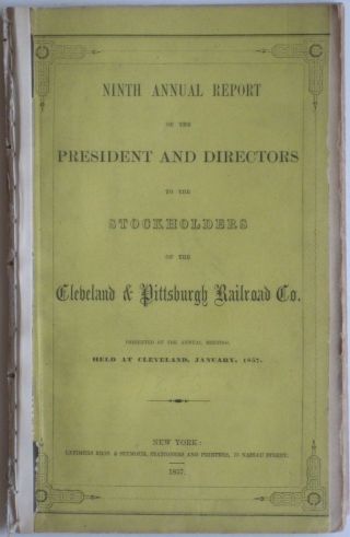 1857 Cleveland & Pittsburgh Railroad Company Annual Report Freight Data