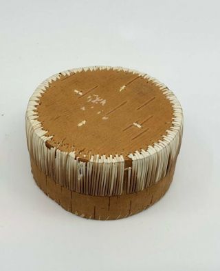 Fine Old Native American Great Lakes Indian Birch Bark Quill Box Rabbit 4