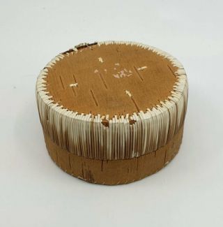 Fine Old Native American Great Lakes Indian Birch Bark Quill Box Rabbit 5