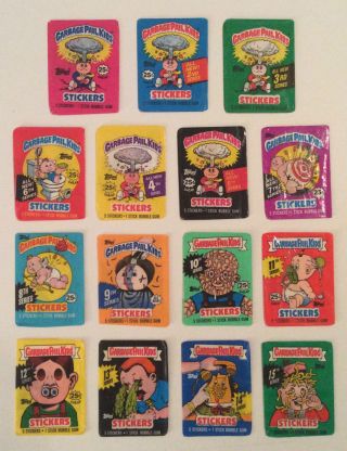 1985 - 1988 Old Rare Series 1 - 15 Garbage Pail Kids Trading Card Wrappers