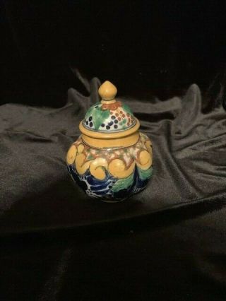 Mexican Talavera La Mexicana Pottery Ginger Jar Lid Vase