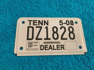 2008 May Tennessee Cycle Dealer (motorcycle) License Plate Dz1828 Tag Licence Tn