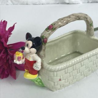 The Good Company Vintage Mickey Mouse Disney Ceramic Woven Basket Candy Dish Vtg