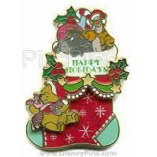 Happy Holidays Stocking Winnie The Pooh & Friends Disney3d Pin 50247