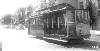 B&w Negative San Francisco Railroad Cable Car 517 Jackson St 1947