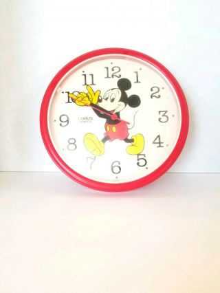 Vintage Walt Disney Mickey Mouse Lorus Quartz 10 - 1/2 " Wall Clock -