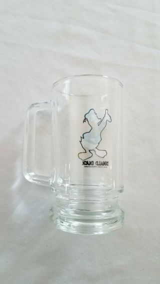 VTG Disney Donald Duck Glass Mug Stein Handle Collectors 5.  5 