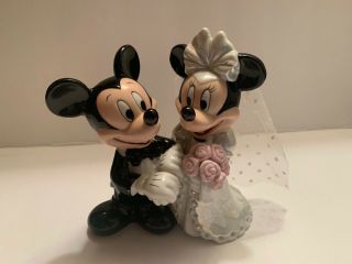 Disney Mickey & Minnie Mouse Bride Groom Wedding Figurine Porcelain Cake Topper