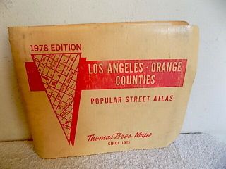 Vintage Thomas Bros 1978 Los Angeles & Orange County Street Atlas Maps
