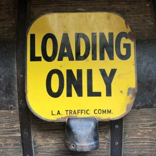 Vintage Los Angeles Traffic Porcelain Loading Only Post Top Double Sided Sign