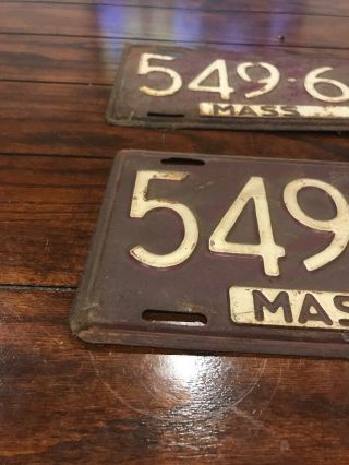 Rare 1951 Massachusetts MA Mass License Plate Pair YOM DMV Clear 549668 Patina 2