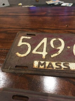 Rare 1951 Massachusetts MA Mass License Plate Pair YOM DMV Clear 549668 Patina 7