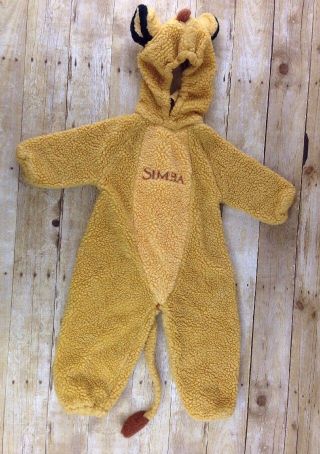 Vtg Disney Store Baby Simba Costume Toddler 2t - 4t Lion King Fleece One Piece