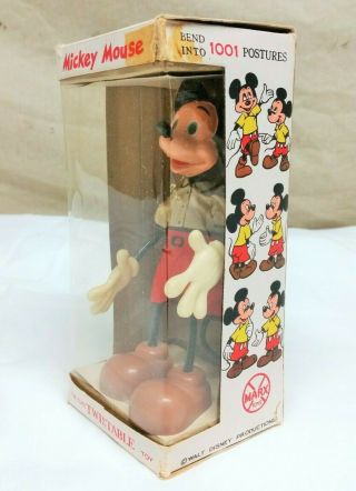 VINTAGE 1960 ' s MARX MICKEY MOUSE BENDABLE TWISTABLE TOY FIGURE IN THE BOX 3