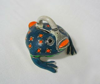 Vintage Mexican Art Pottery Frog Bank Hand Painted Colorful Folk Art Mexico