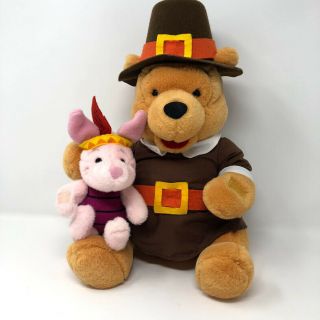 Winnie The Pooh And Piglet Toy Plush Thanksgiving Walt Disney Pilgrim Vintage