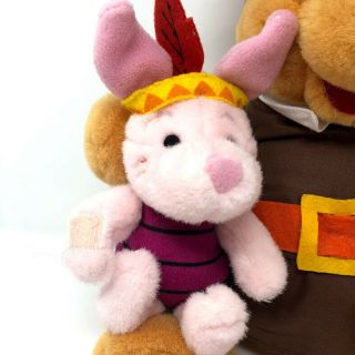 Winnie the Pooh and Piglet Toy Plush Thanksgiving Walt Disney Pilgrim Vintage 2
