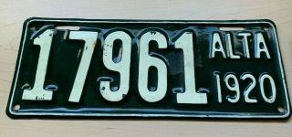 1920 Alberta Auto License Plate 17961 Repaint