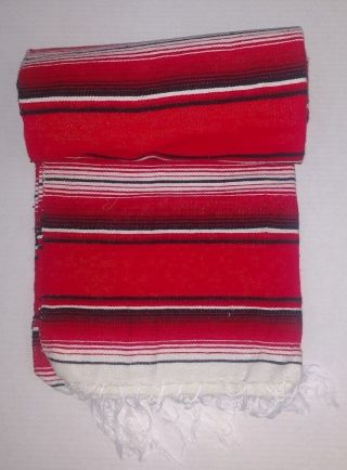 Mexican Serape Blanket Red / Rojo Xl Made In Mexico Strong,  Traditional Saltillo