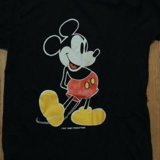 Walt Disney Productions Vintage Mickey Mouse T Shirt Small Black Single Stitch