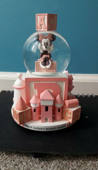 Minnie Mouse - Walt Disney World Baby Musical Snow Globe - Brahms Lullaby - Pink