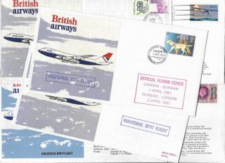 Six Flown British Airways First Flight Covers - B747 York Manchester London.