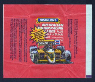Australian Motor Racing Cards 1986 Scanlens Card Wrapper