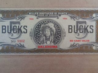 101 Ranch Miller Brothers 5 Buck Script Money Oklahoma Currency